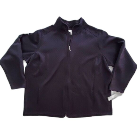 NWT Croft & Barrow Black Quilted Zip-Front Fleece Jacket Sz 3X Layer Athleisure - Picture 3 of 10